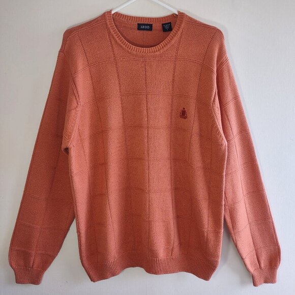 Vintage IZOD Crewneck Pullover Cotton Sweater IZOD Logo Crown Men's Large Y2K - Picture 1 of 9